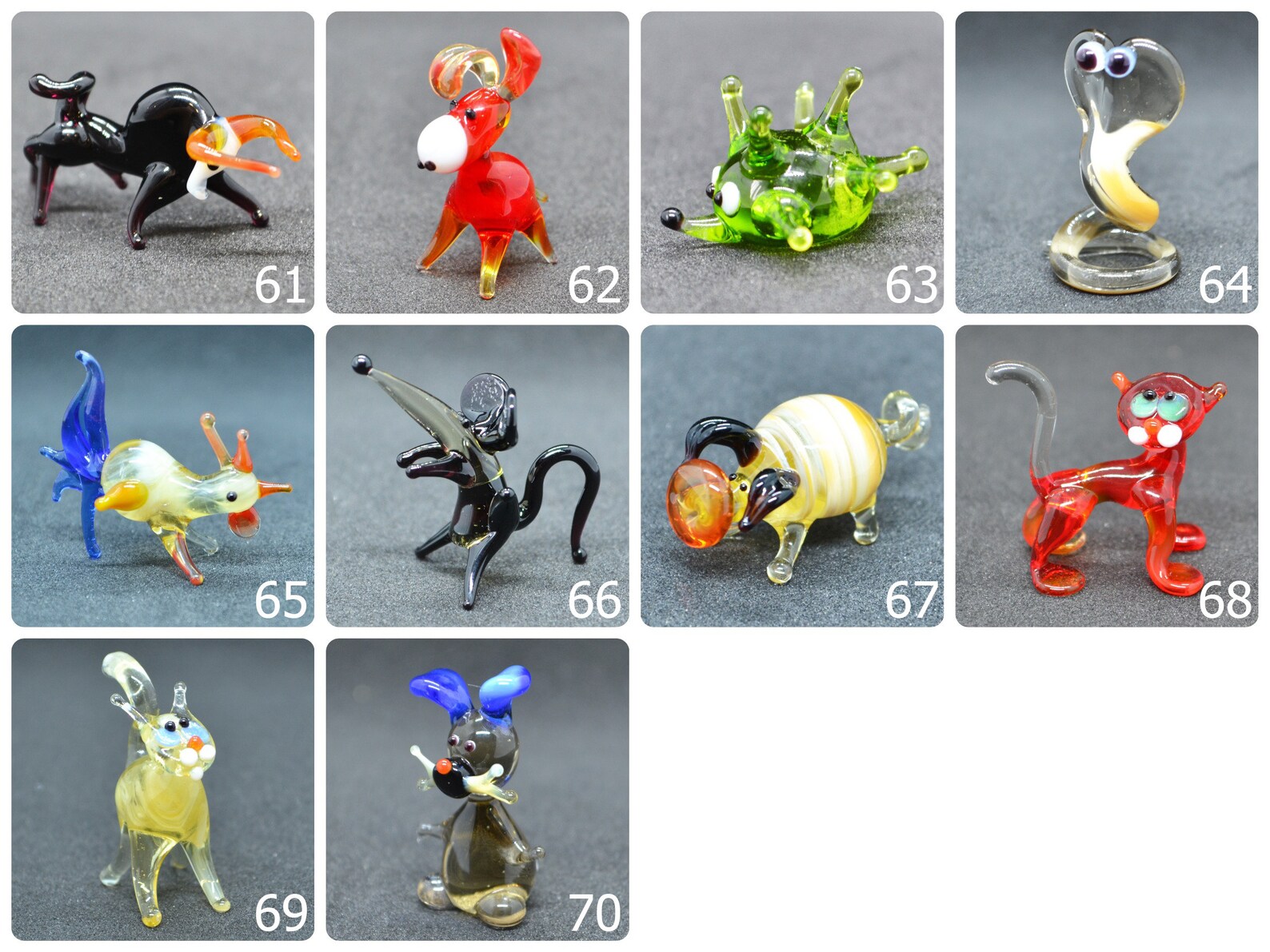 Small Glass Animals Miniature Mini Figurines Glass Animals Etsy