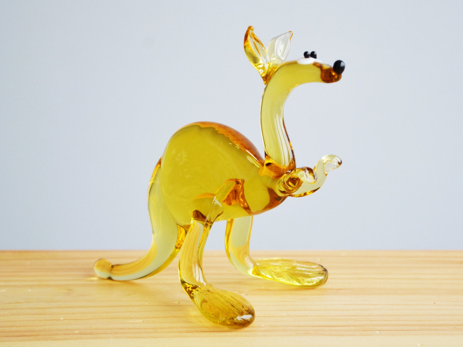 Yellow Glass Kangaroo Figurine Blown Kangaroo Sculpture Etsy UK