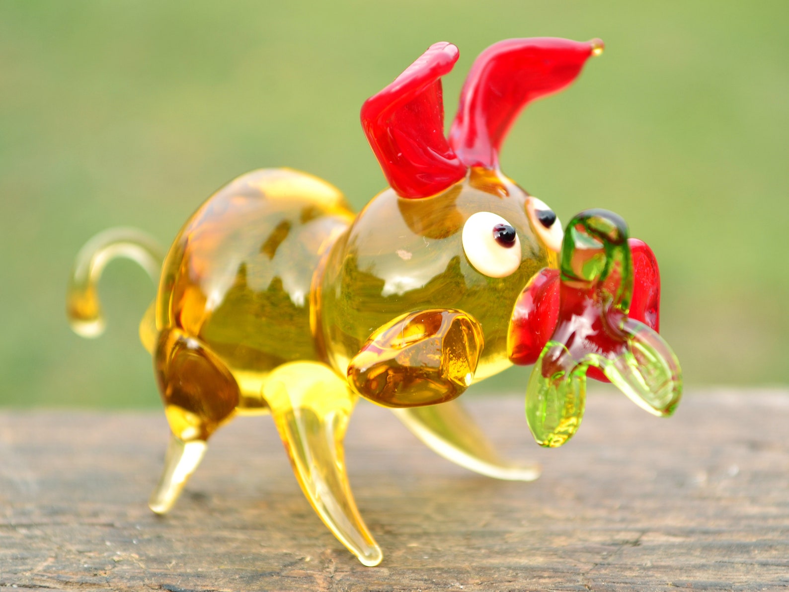 Blown Glass Pig Figurine Animals Glass Pig Miniature Art Glass Etsy