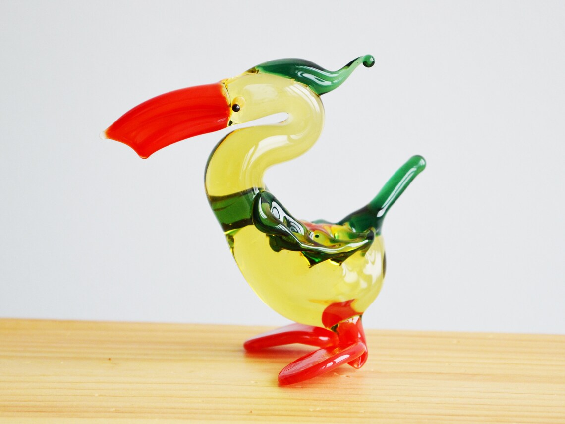 Glass Pelican Figure Pelican Bird Sculpture Pelicans Statue Etsy