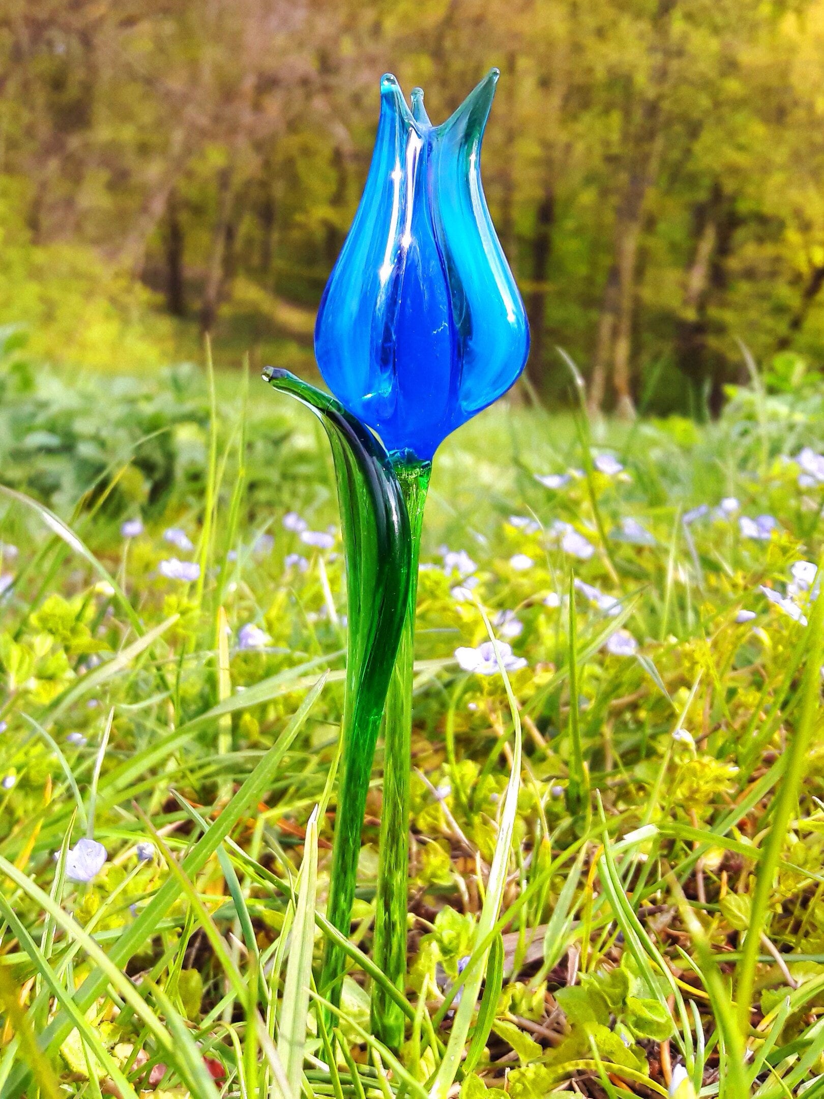 Blue Glass tulip flowers ornaments tulips figurine blown Etsy