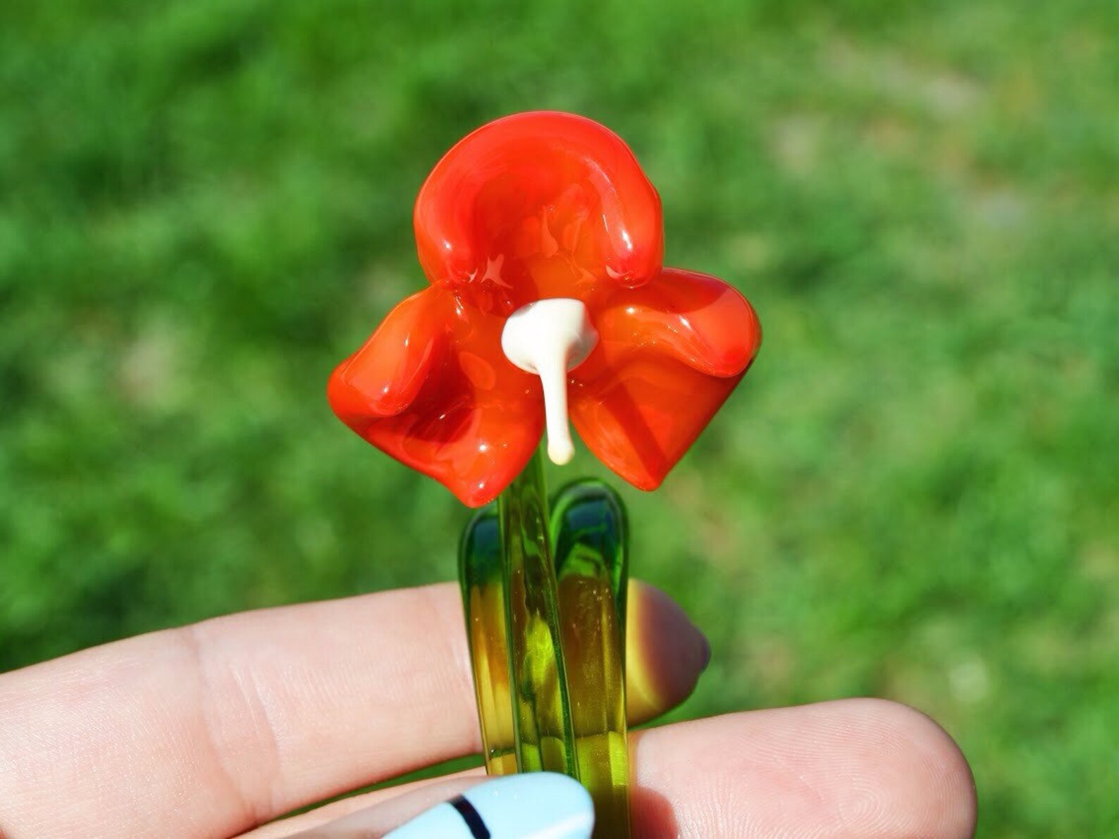 Glass flowers arrangement orange figurine blown flower Etsy