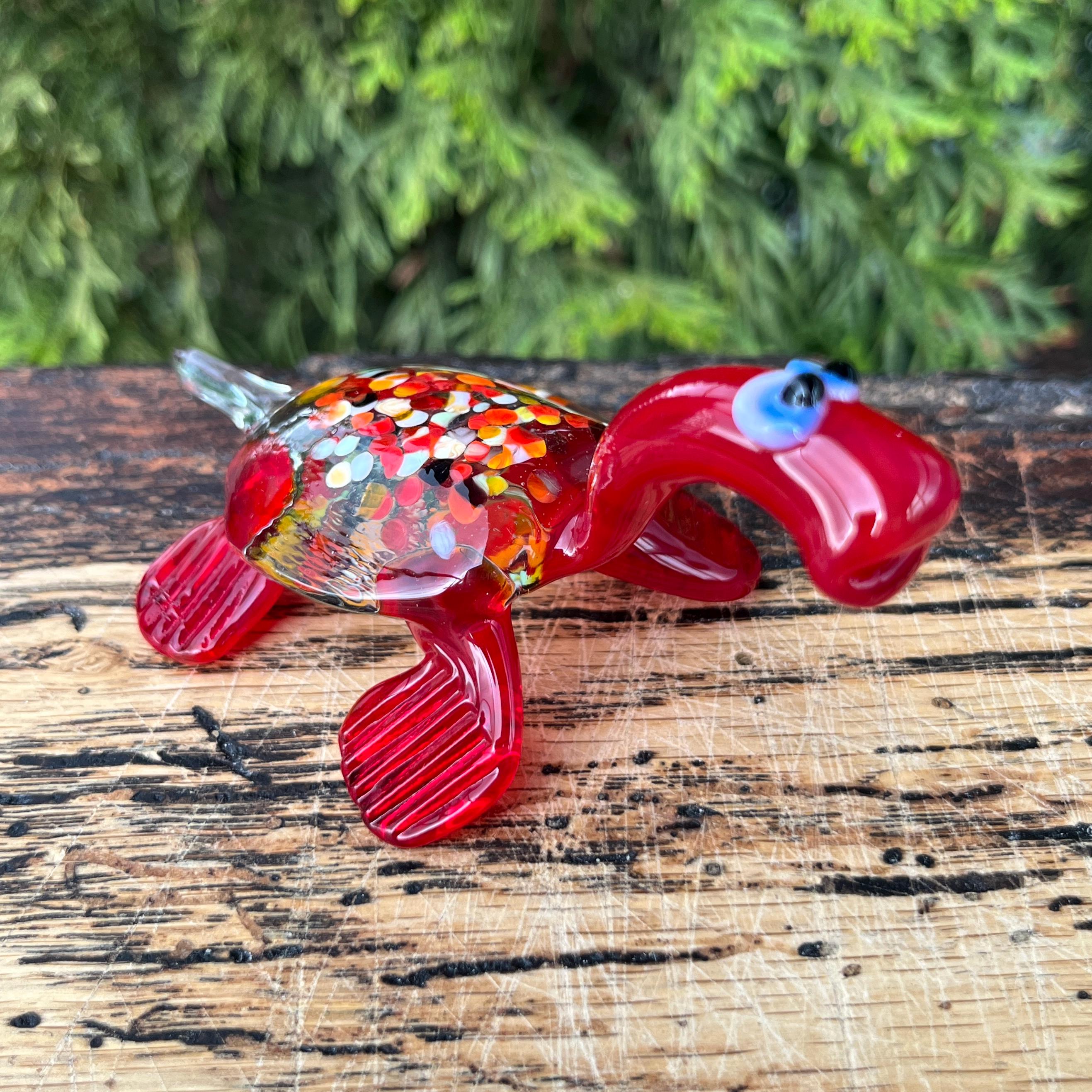 赤いガラスのウミガメの置物：ムラーノスタイルの海の装飾 - Etsy 日本