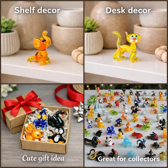 ミニチュアガラス 置物 ミニチュアガラス動物置物 25個セット 手吹き 詰め合わせ - Etsy 日本