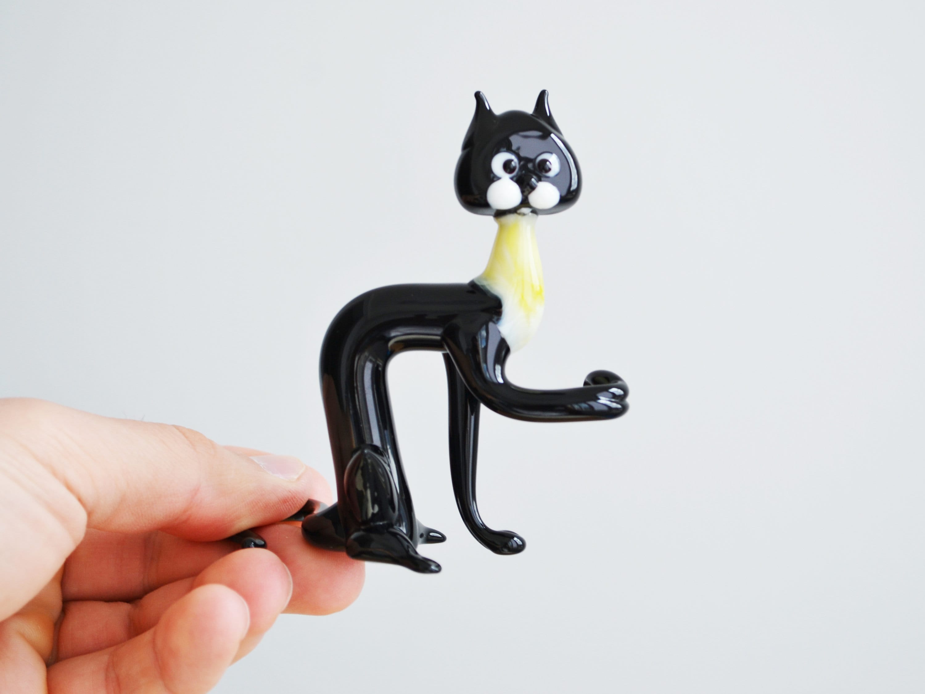 クリスタルガラス 猫と象の彫刻 約10cm