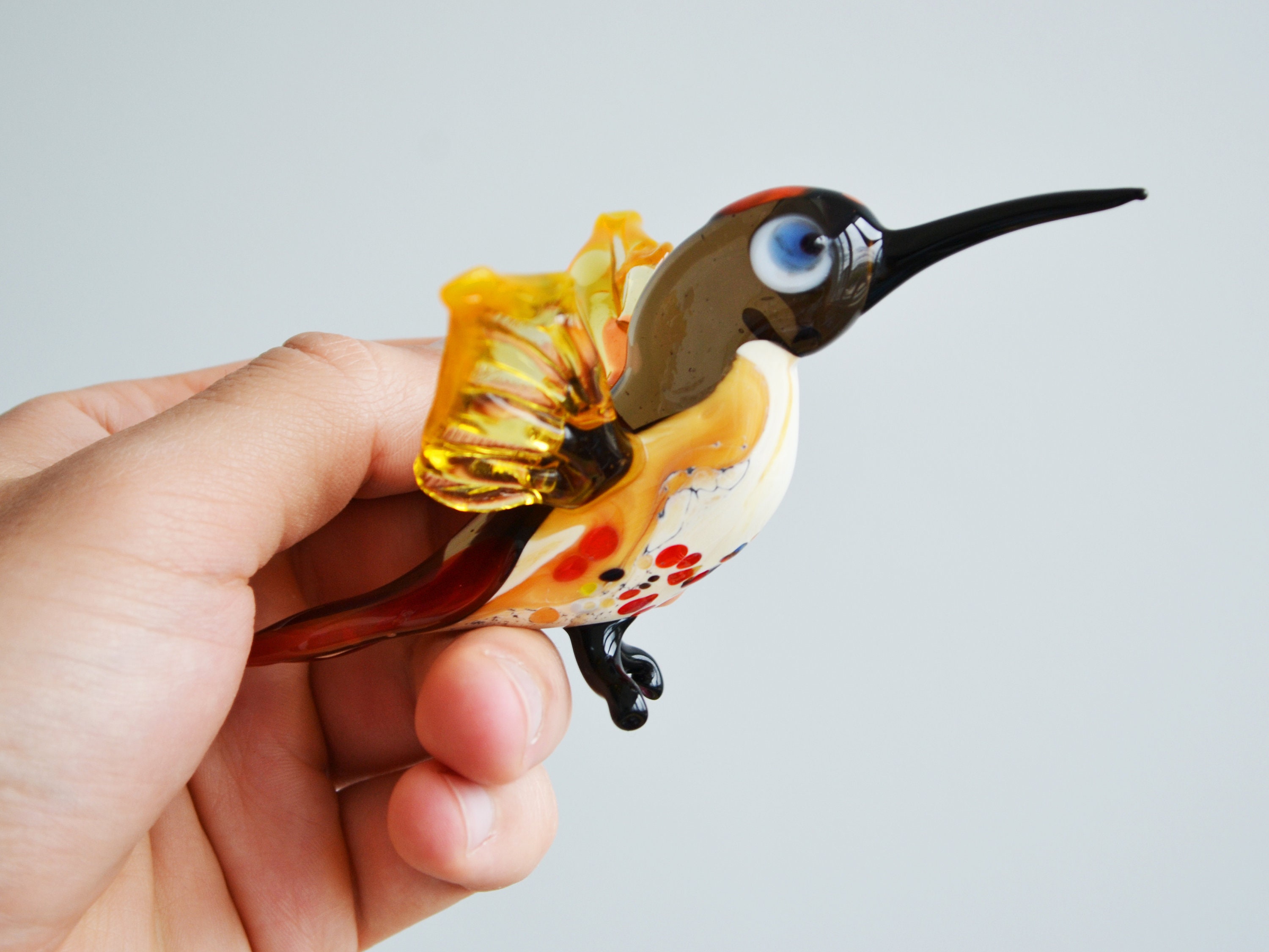 White Hummingbird Christmas Tree Ornaments Glass Lucky Bird Etsy