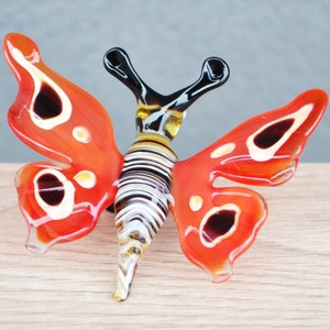 Red Glass Butterfly Figurine in Glass Fused Glass Animals Blown Garden Gift Child Room Decoration Glass Figure Glass Collectible Sculpture