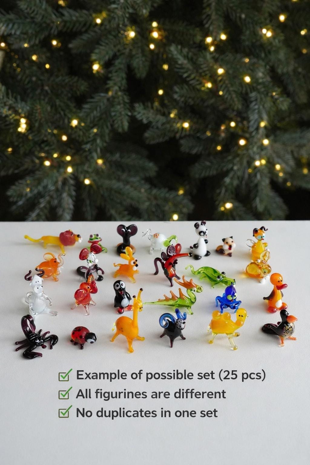ミニガラス動物フィギュアのランダムセット、25または50個の小さな手