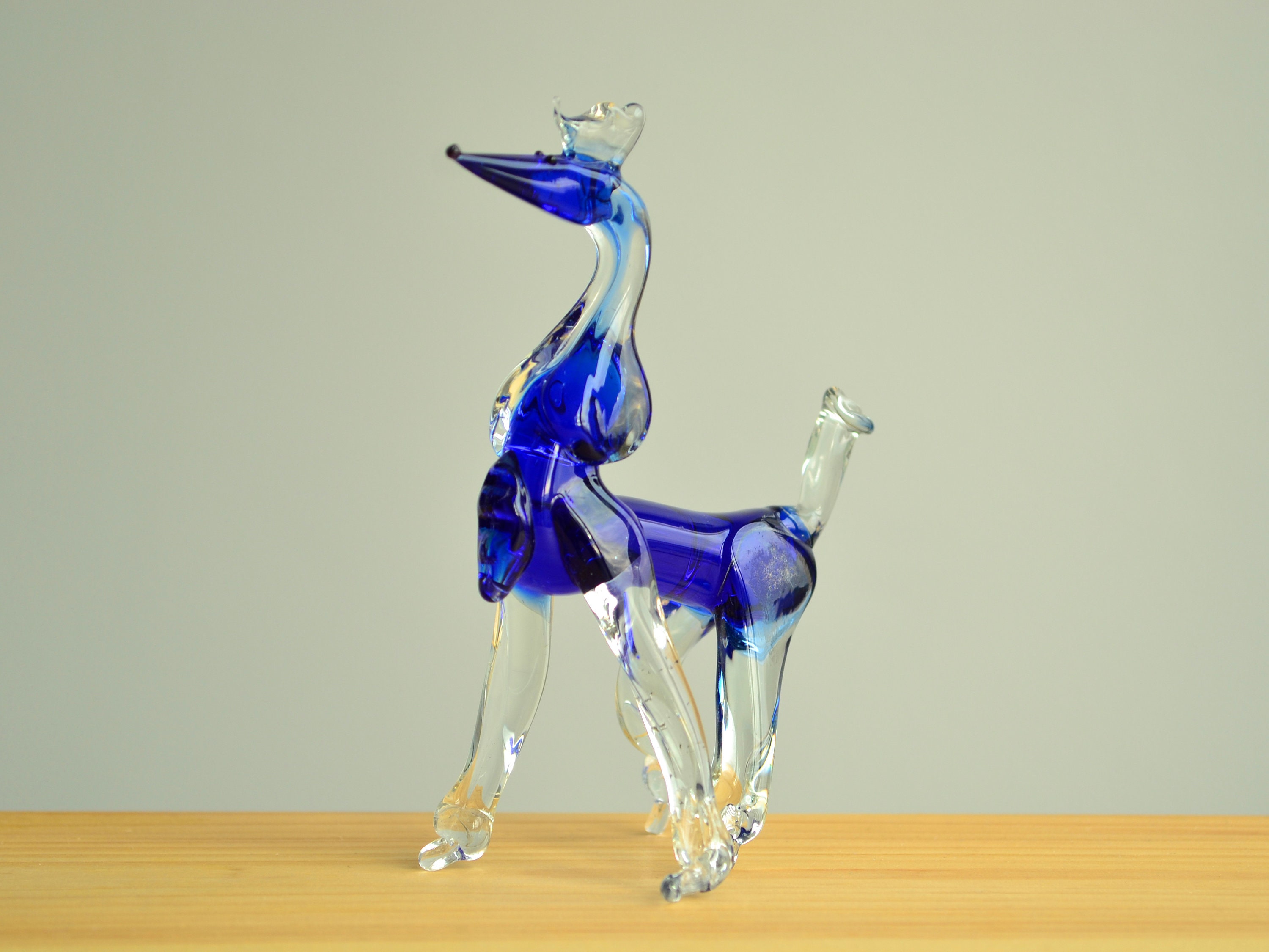 Blue Glass Poodle Dog Figurine Animals Glass Dog Miniature Art Etsy