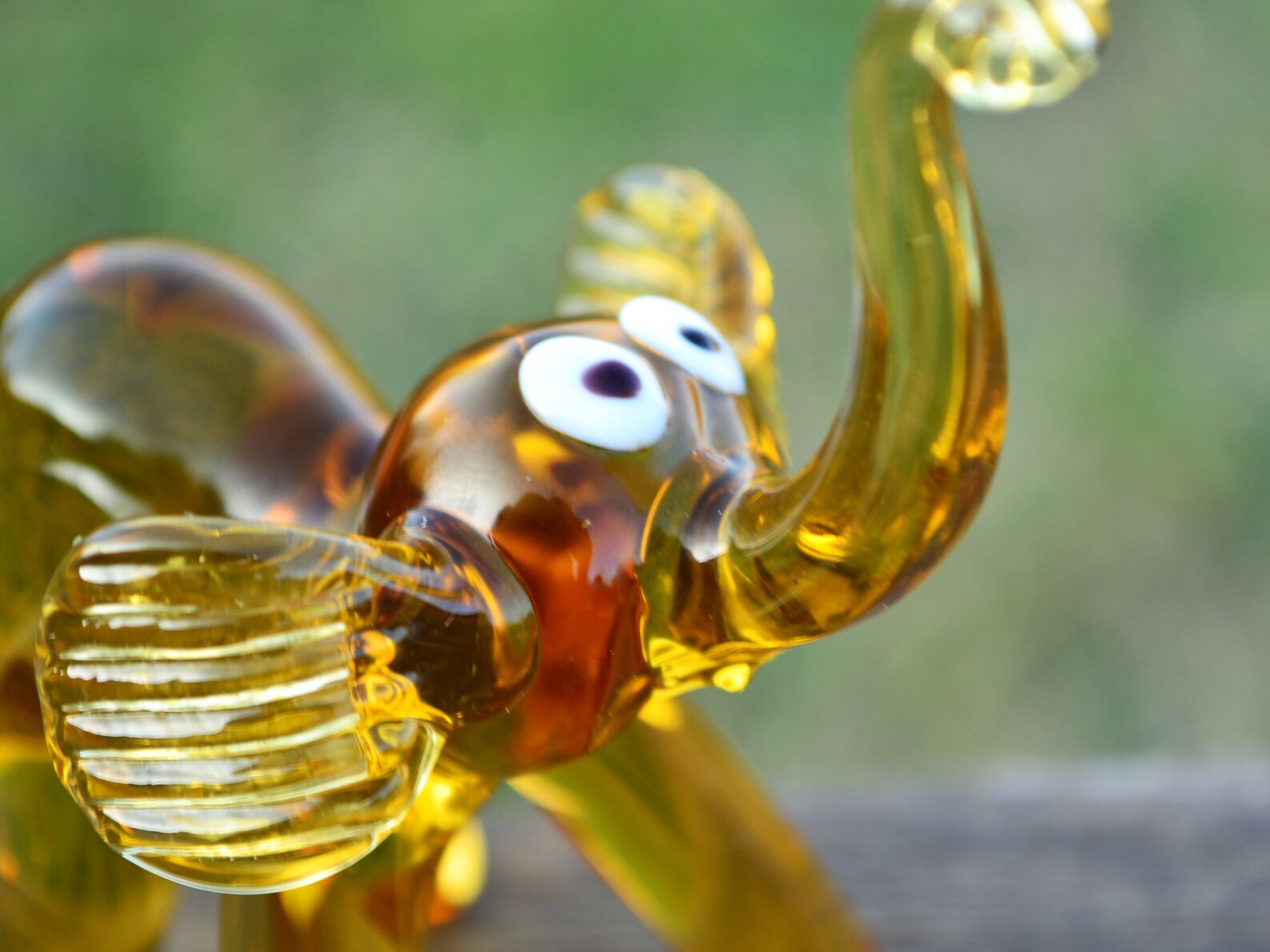 Yellow Glass Elephant Figurine Animals Glass Elephant Etsy