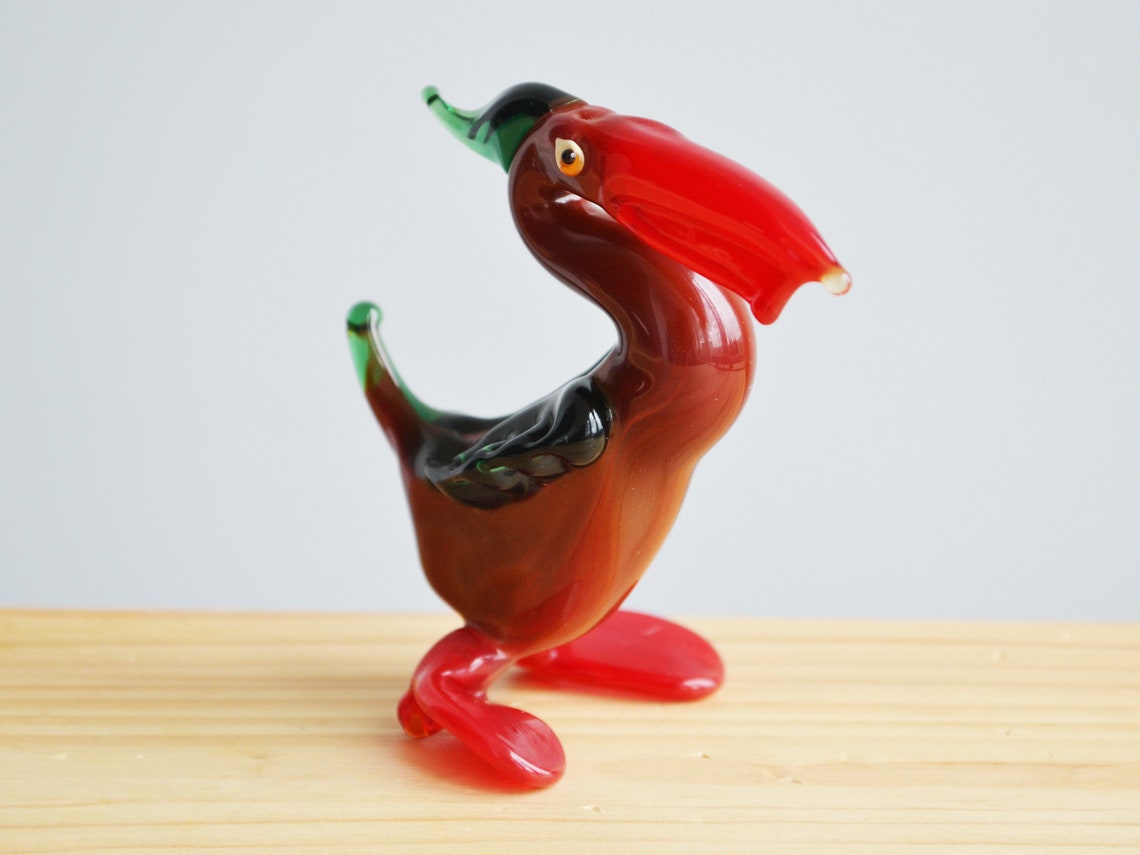 Glass Pelican Figurine Collectible Bird Sculpture Pelicans Etsy