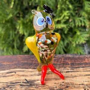 Glas Eulen Figur – Geblasene Glas Eule Skulptur – Handgemachte Vogel Statue im Murano Stil – Sammler Eule Ornament – Einzigartiges Geschenk für Eulen Liebhaber