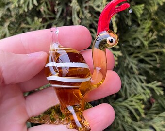 黄色のガラス製カタツムリの置物、ミニチュア手吹きガラスアート動物