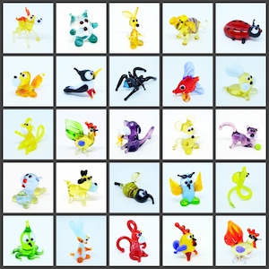 25 Miniature glass figurines - Set of Mini glass figurines - Blown animals  - Collectible miniature - Animal figurines decor - BeautyGlassUA