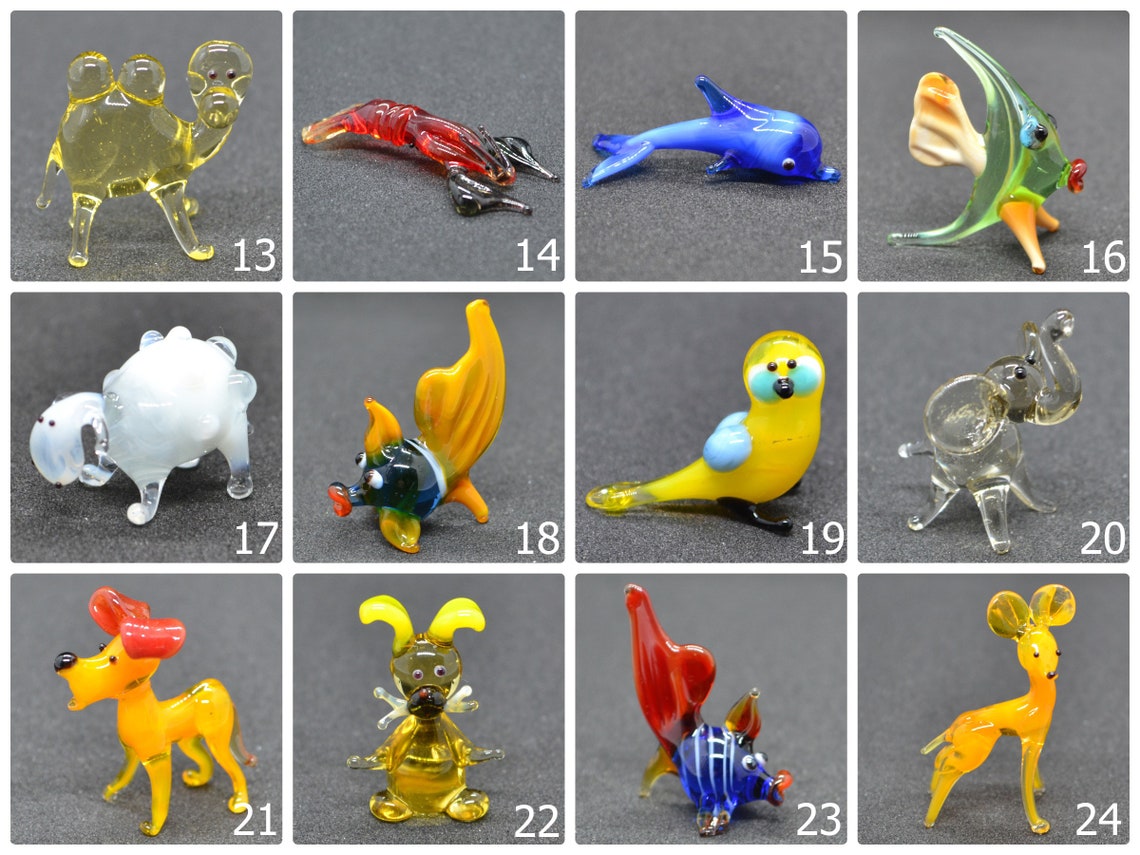 Small Glass Animals Miniature Mini Figurines Glass Animals Etsy