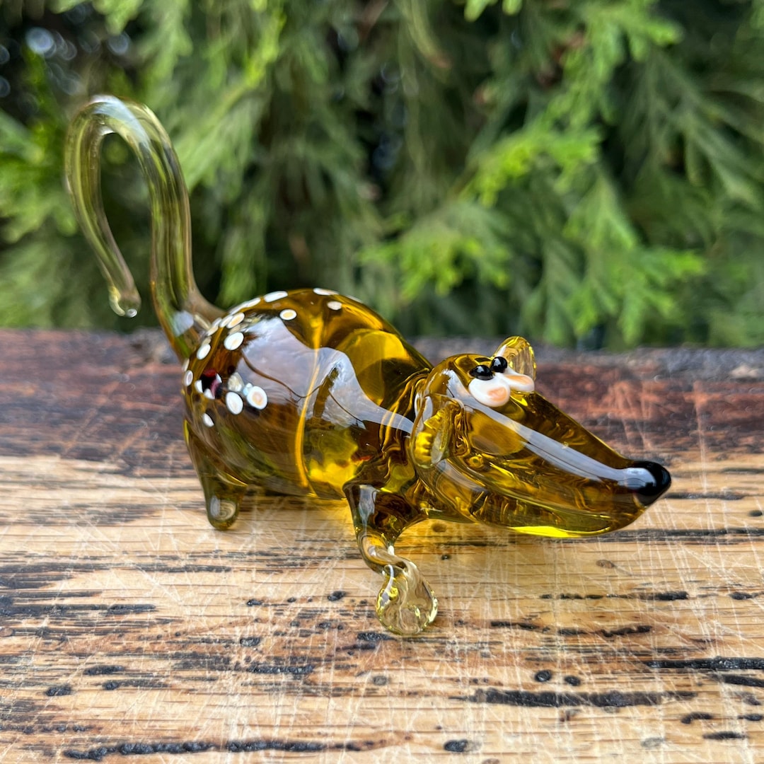 Glass Mouse Figurine – Blown Glass Mouse Sculpture – Handmade Murano ...