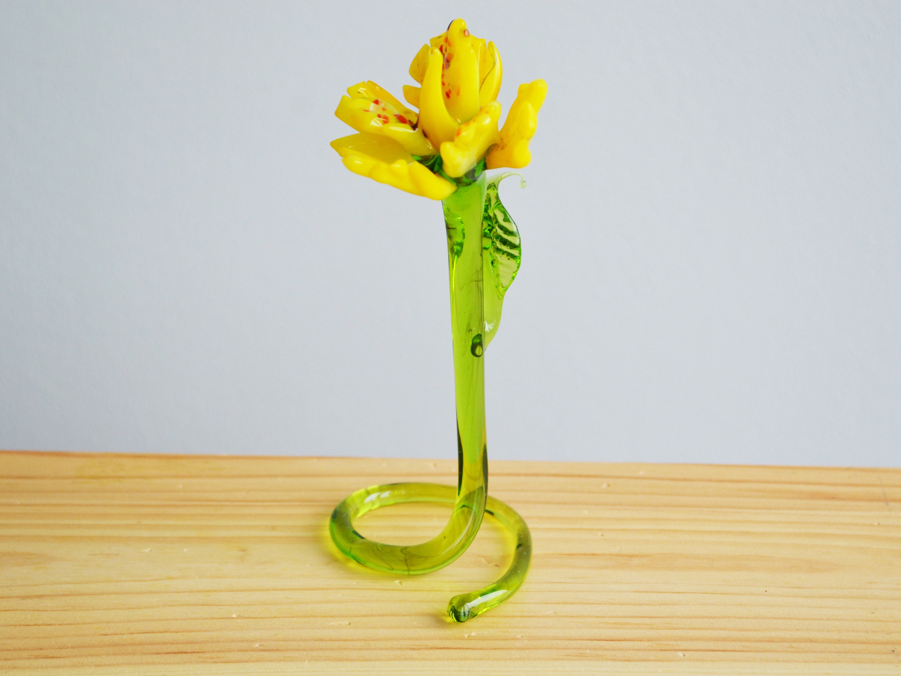Gelbe Glas Narzisse Figur Blume Geschenk für Mädchen Narzisse Blown Flower  Skulptur Kunst Glas Blume Murano Geschenk für Mama Blumendekoration -  .de