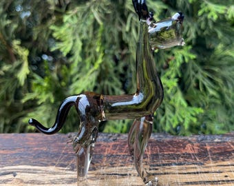 ガラスの犬の置物 - 吹きガラスの子犬の彫刻 - ムラーノスタイルの