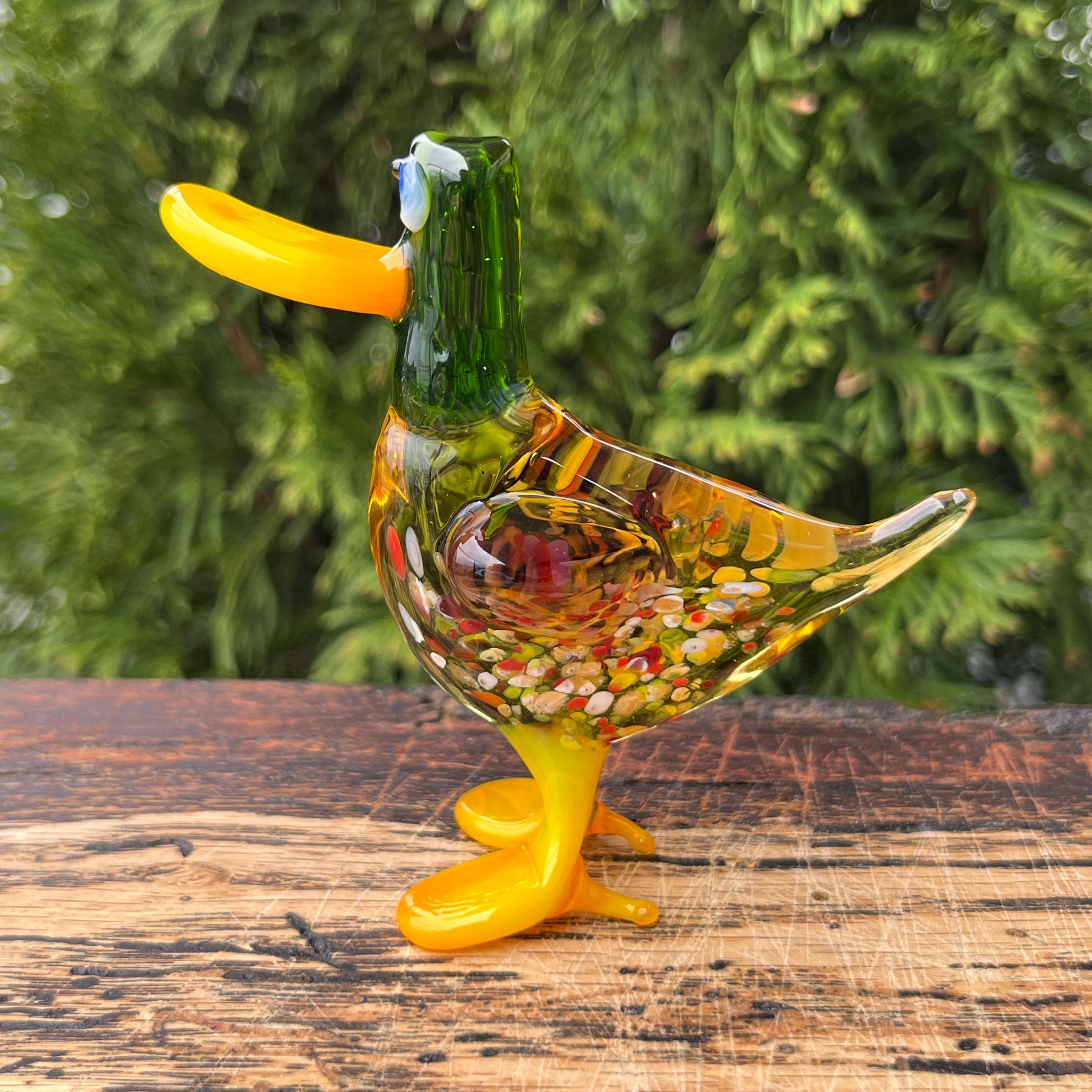 ムラーノスタイルのガラス製アヒルの置物 - 手作りのコレクション動物