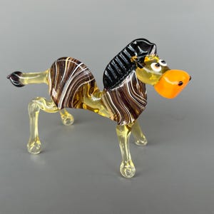 Glass Zebra Figurine - Handmade Blown Glass Animal Sculpture - Cute Zebra Paperweight - Desk Decoration - Unique Gift for Mom, Animal Lover