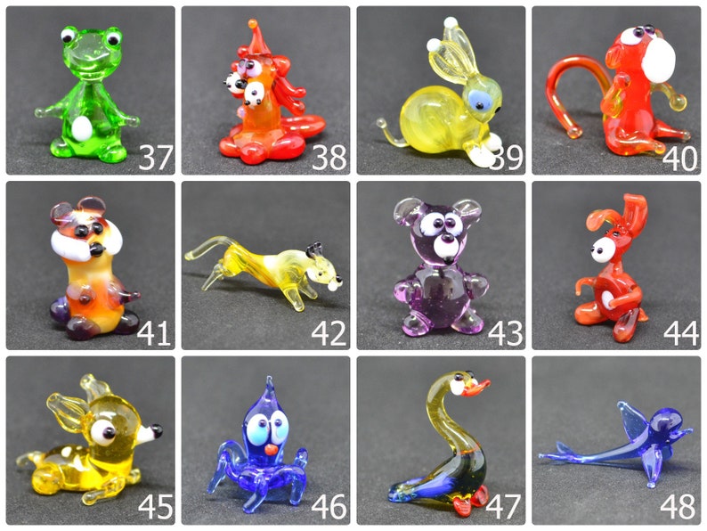 Small Glass Animals Miniature Mini Figurines Glass Animals Etsy
