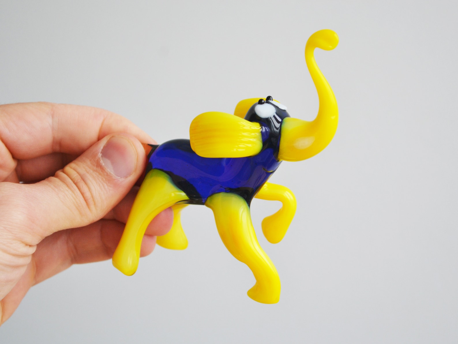 Glass Elephant Figurine Blue Animals Glass Elephant Sculpture Etsy