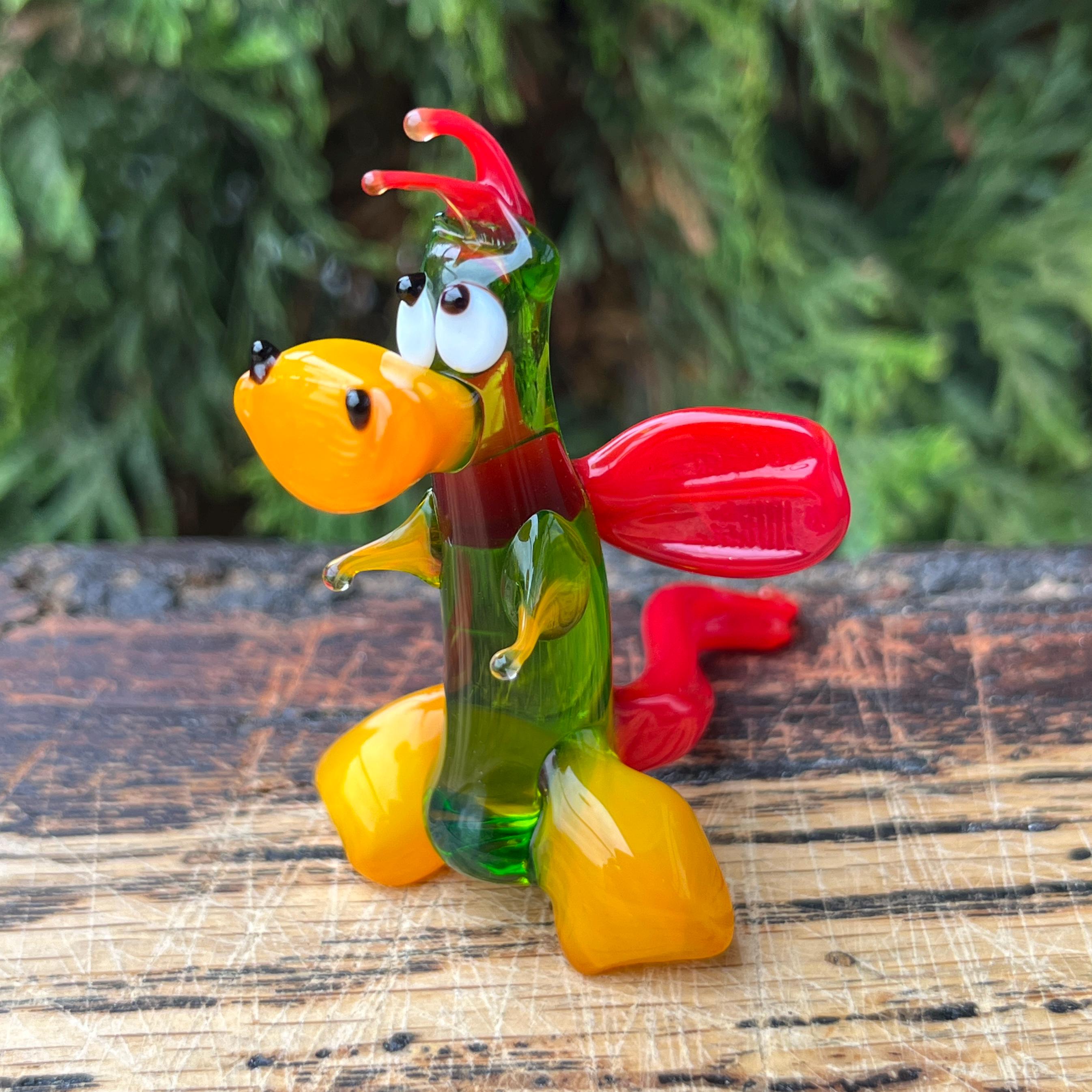 手吹きガラスのドラゴンの置物：ムラーノスタイルのミニチュア - Etsy 日本