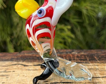 アートガラスのオウムの置物 - 手作りの熱帯鳥の彫刻 - Etsy 日本