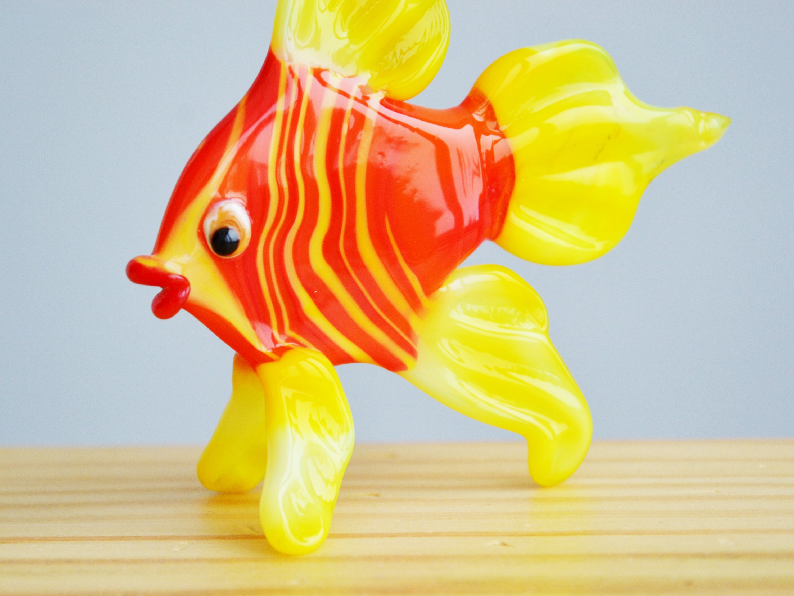 Yellow Glass Fish Figurine Animals Glass Blowing Fish Etsy
