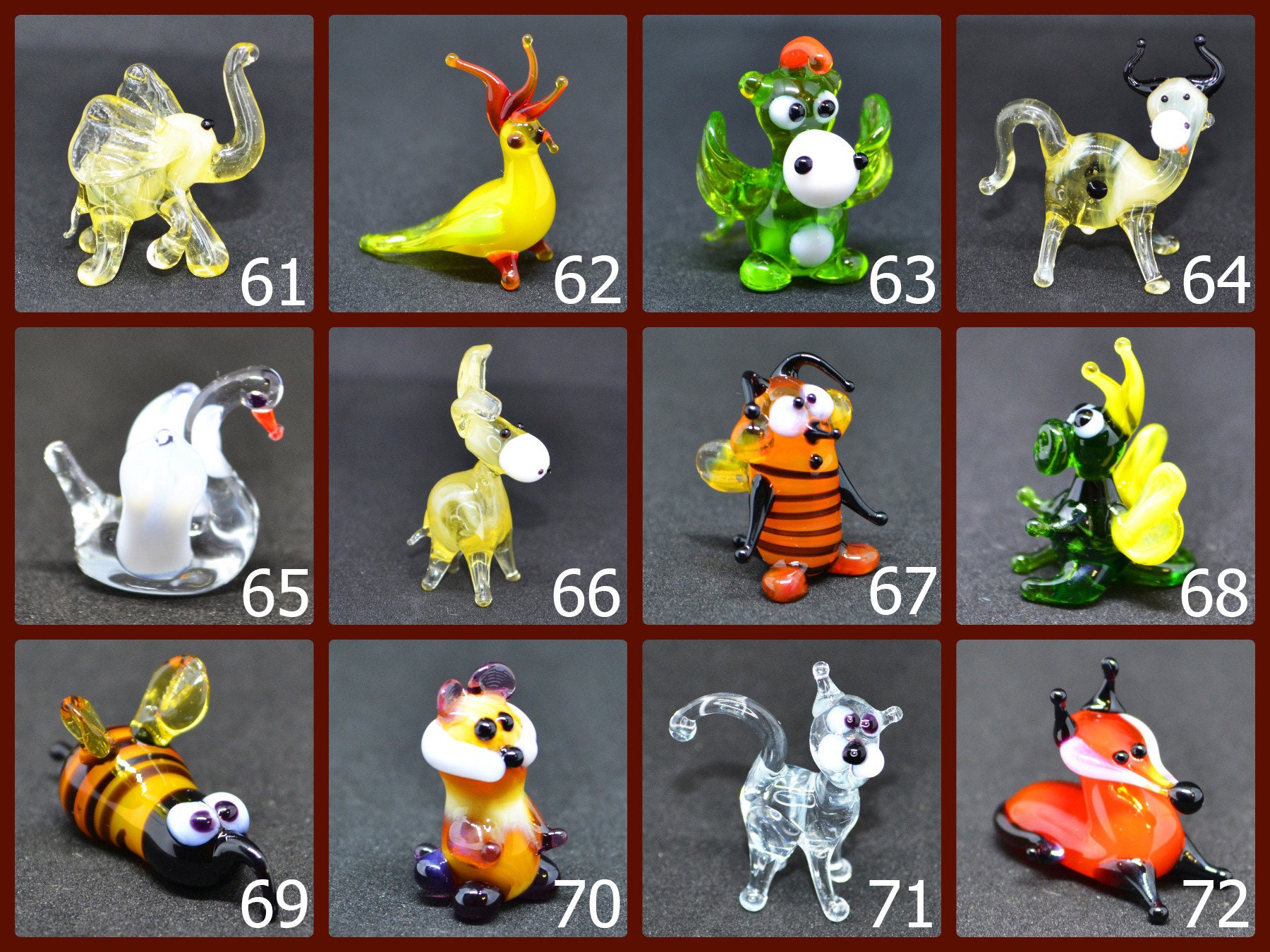 Small Glass Animals Miniature Mini Figurines Glass Animals Etsy