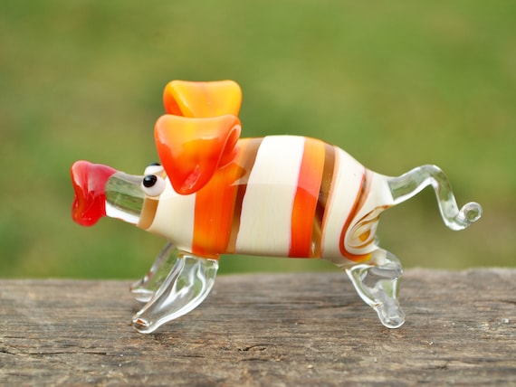 MINI Schwein aus Glas handgefertigte Glasfigur Schönes Geschenk 2 cm hoch