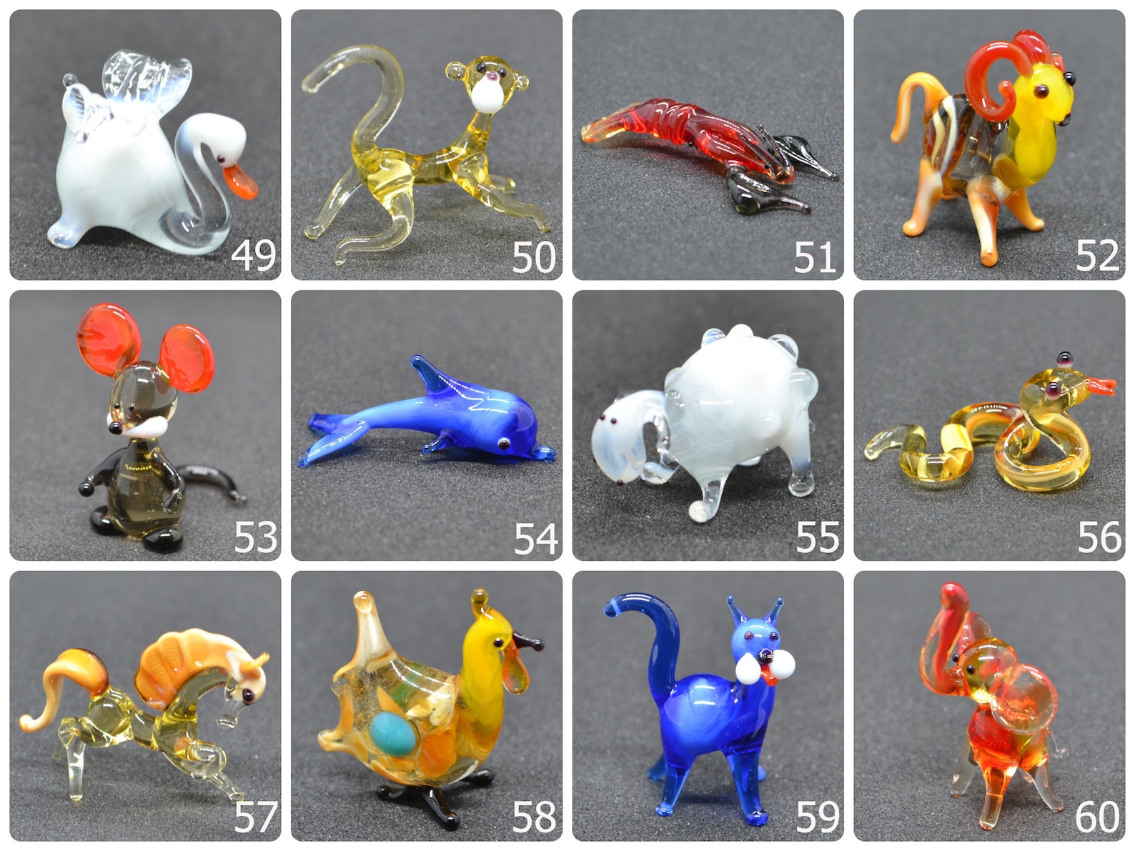 Small Glass Animals Miniature Mini Figurines Glass Animals Etsy