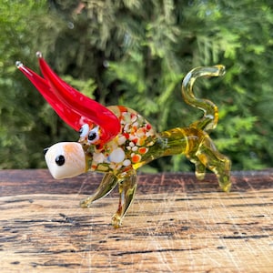Yellow Glass Bull Figurine – Blown Bull Sculpture – Miniature Murano Bull – Animal Collectible Gift – Unique Bull Paperweight for Bull Lover
