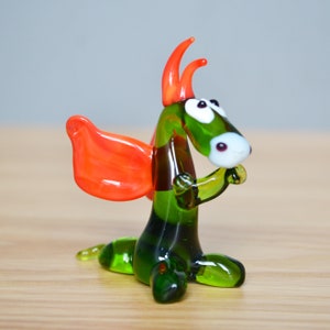 Grün Glas Drachen Figuren Kleine Skulptur Miniatur Handwerker Glasmalerei Perfekte Geschenk Murano Briefbeschwerer Dekoration Glasarbeit Flamme