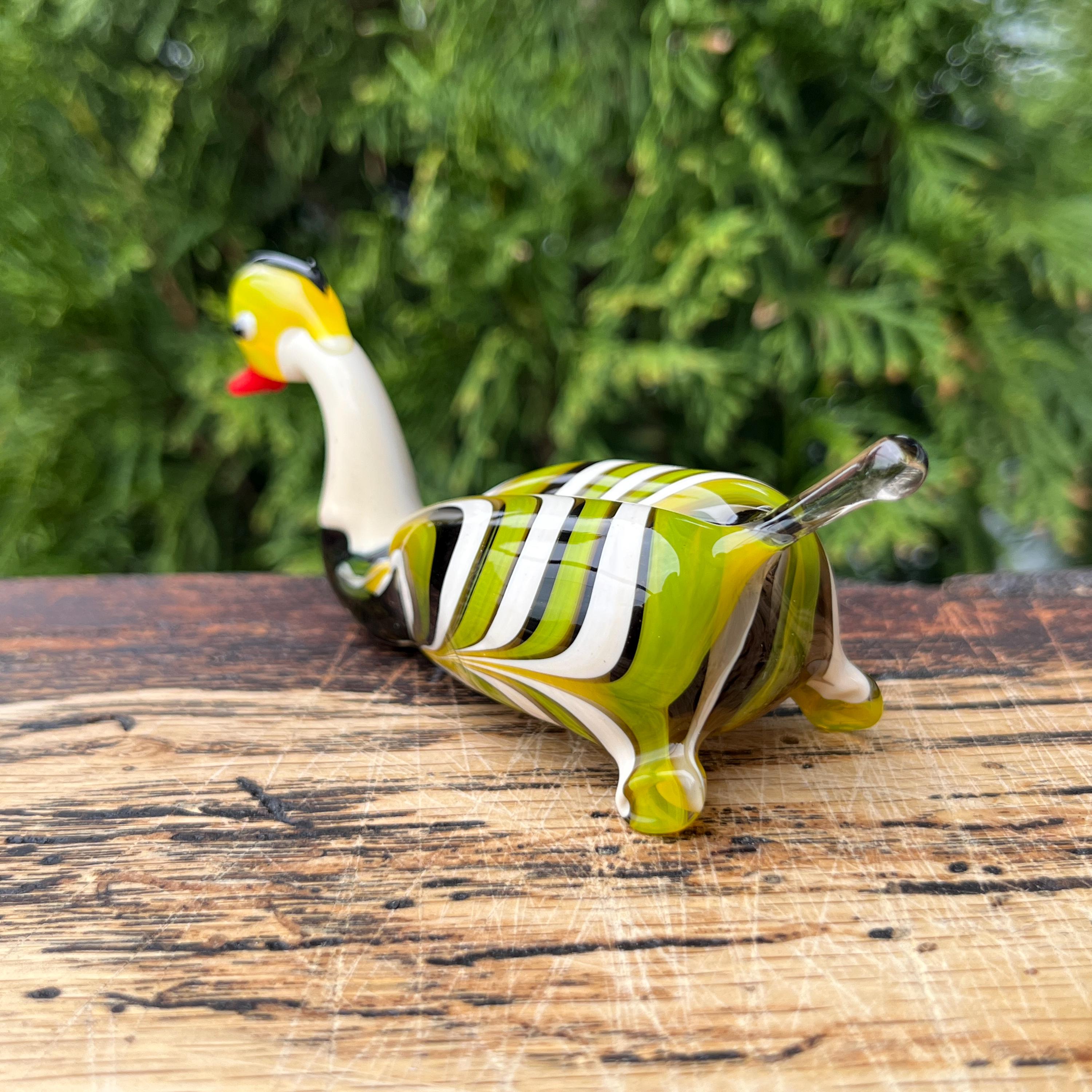 Glass Duck Figurine – Blown Glass Duck Sculpture – Miniature
