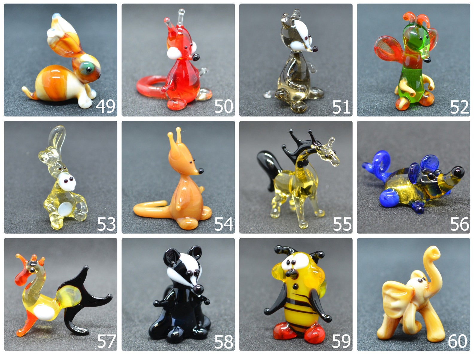 Small Glass Animals Miniature Mini Figurines Glass Animals Etsy