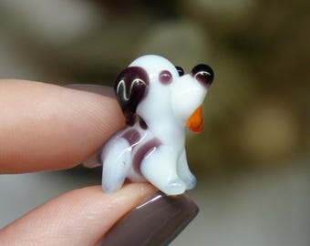 ガラスの犬の置物 - 吹きガラスの子犬の彫刻 - ムラーノスタイルの