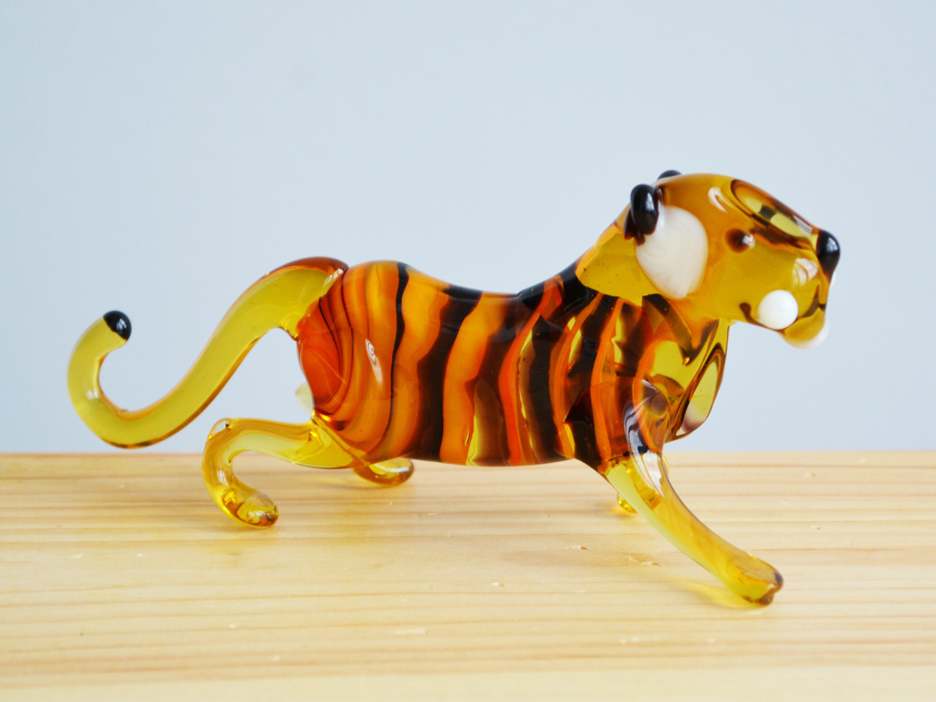 5 Glass Tiger Figurine Hand Blown Tiger Animals Big Etsy