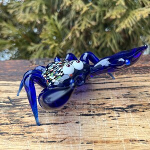 Blue Glass Crab Figurine – Hand Blown Murano Style Crab Sculpture – Ocean Decor – Crab Lover Gift image 5