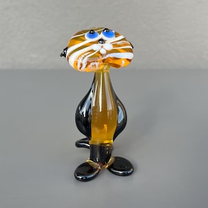 Glass Cat Figurine – Handmade Cat Animal Sculpture, Miniature Murano-style Glass Cat, Tiny Cat Figure, Decorative Cat Gift, Unique Cat Decor