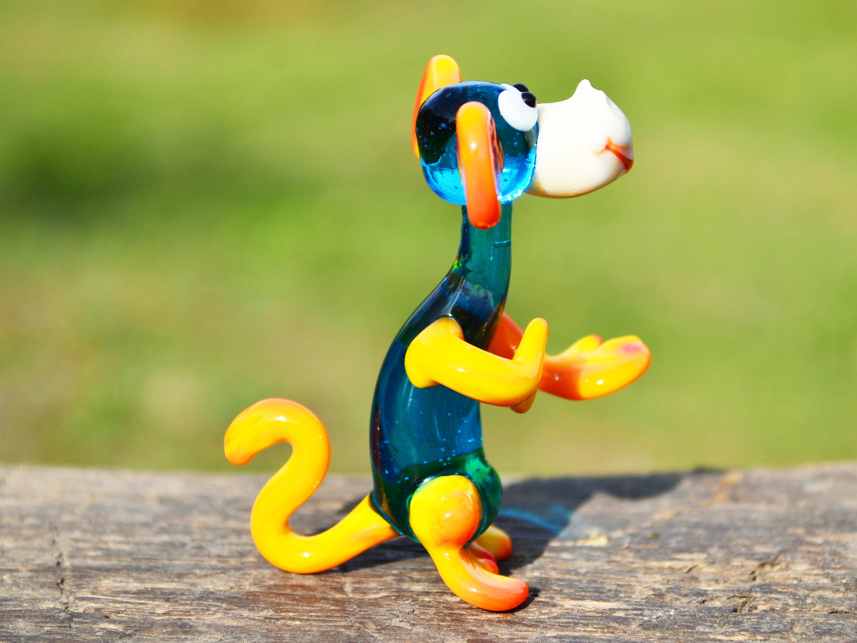 Blue Glass Monkey Figurine Animals Glass Monkeys Sculpture Art Etsy