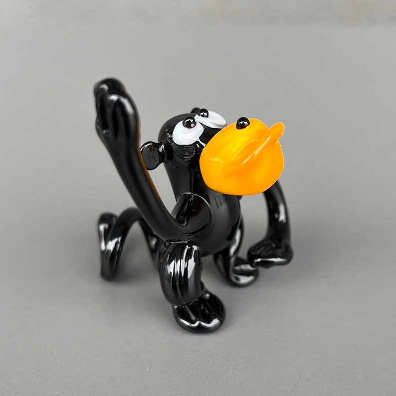 Black Glass Monkey Figurine Blown Glass Animal Collectible Monkey Lover Gifts Art Glass Monkey Sculpture Murano Decoration Glasswork Statue image 1