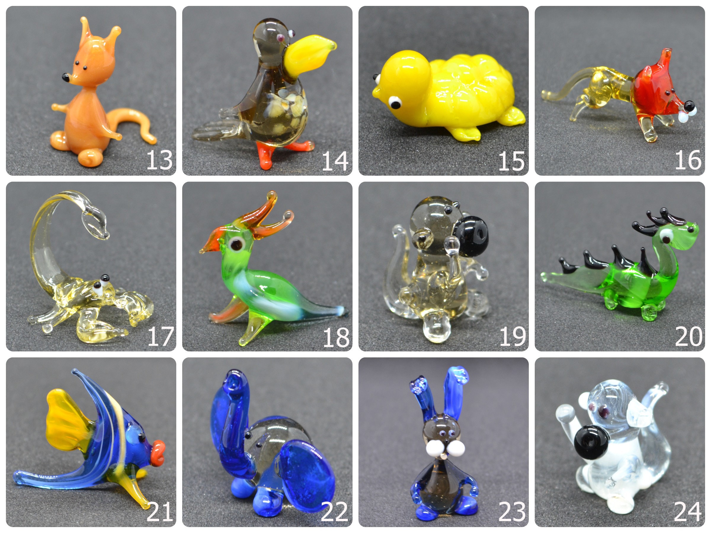 Small Glass Animals Figurine Tiny Little Glass Dollhouse Etsy