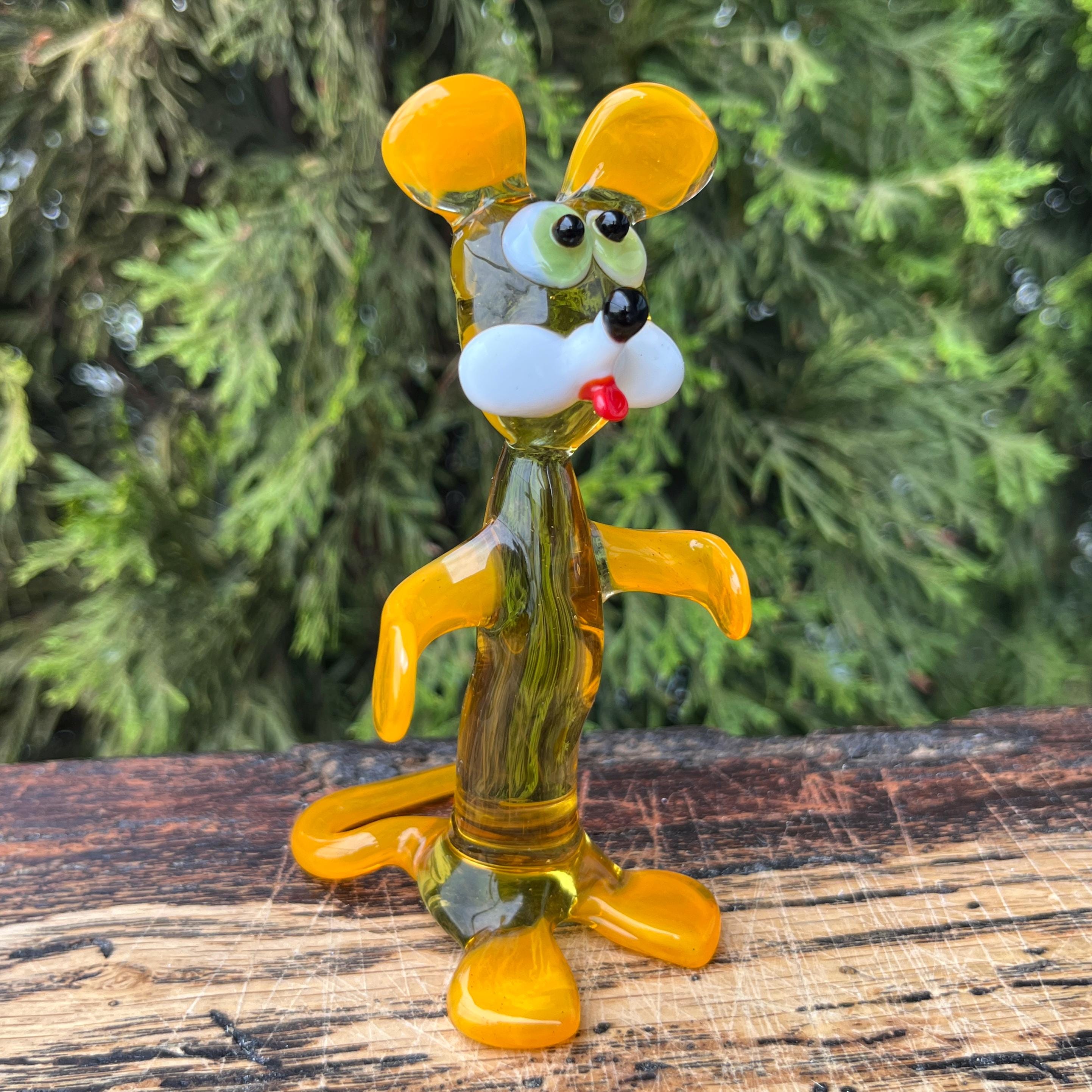 吹きガラスのネズミの置物：ムラーノスタイルのミニチュア彫刻 - Etsy 日本