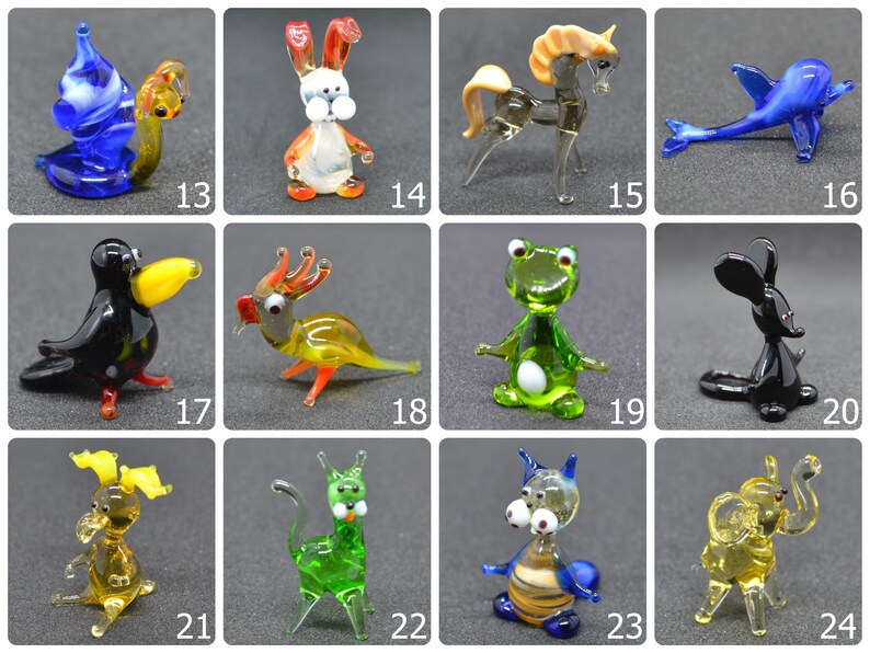 Small Glass Animals Miniature Mini Figurines Glass Animals Etsy