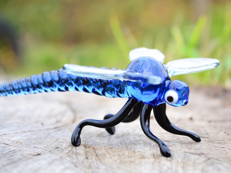 Blue Glass Dragonfly Figurine Dragonfly Ornament Wall Etsy