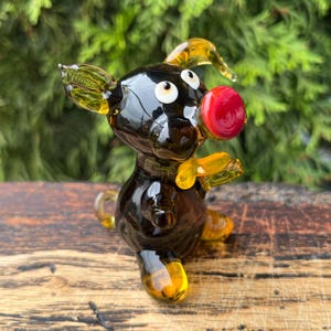 Blown Glass Pig Figurine – Miniature Murano Piggy Sculpture – Handmade Art Glass Pig – Tiny Animal Collectible – Pig Lover Gift Idea