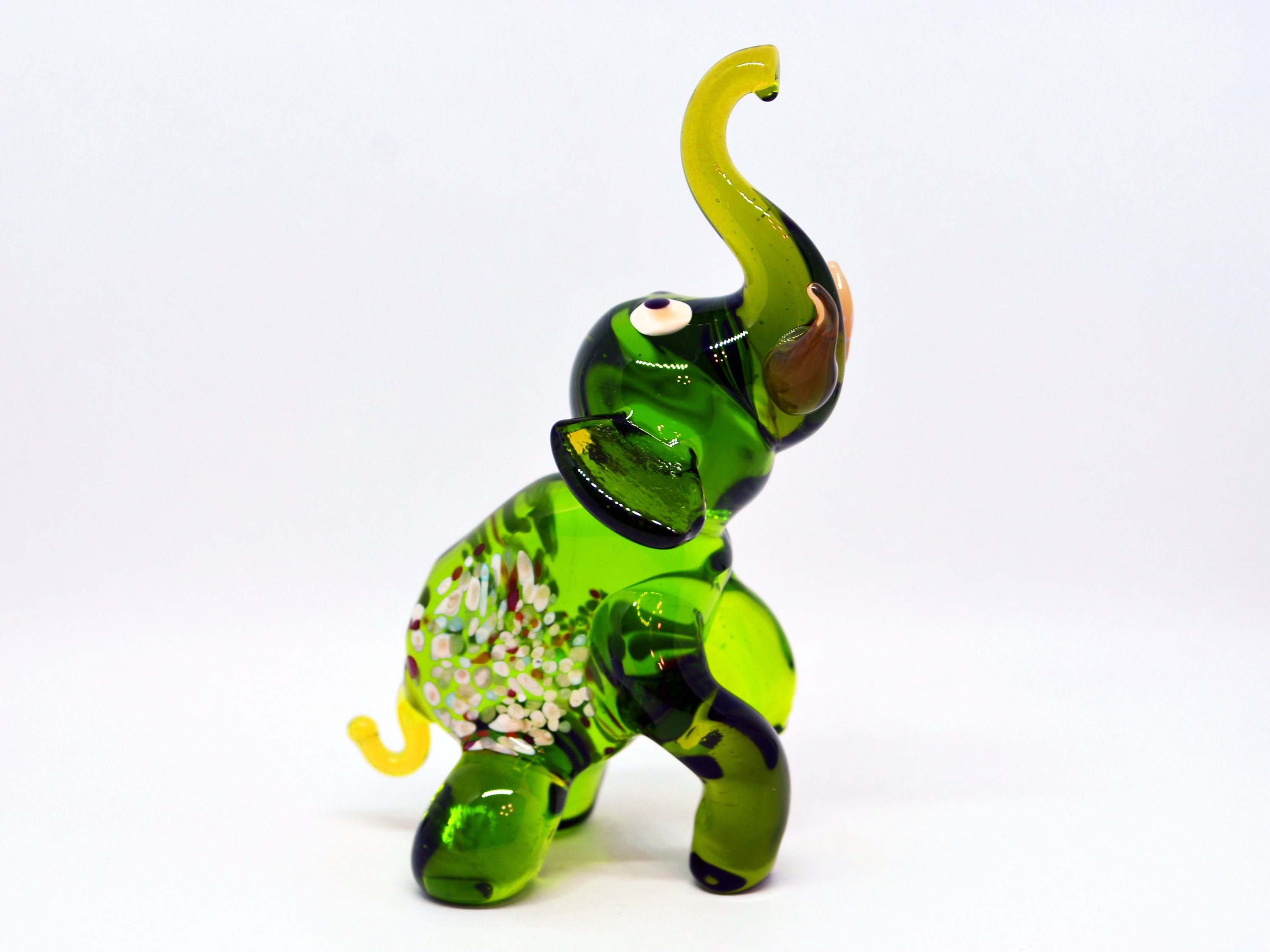 Green Glass Elephant Figurine Animals Sculpture 50