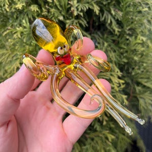 Glass Octopus Figurine – Blown Glass Sea Animals – Miniature Octopus Statue – Murano Style Octopus Gift – Ocean Decor – Christmas Ornament