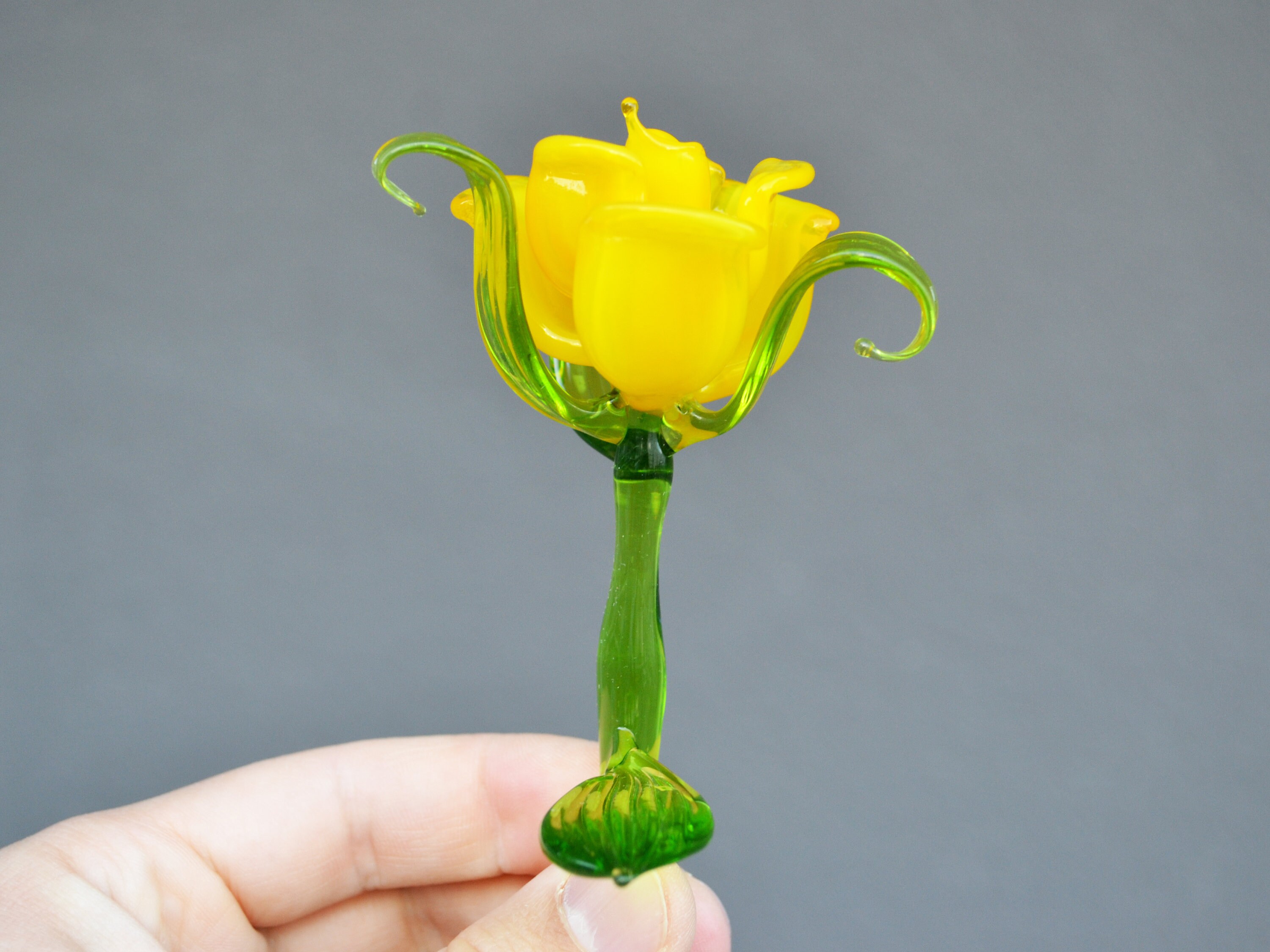 Yellow Glass Rose Yard Glass Flower Rose Colored Glass Etsy UK